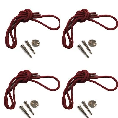 Blank Bolo Tie Kit Round Slide Smooth Tips Maroon Cord DIY Silver Tone for 4 - Image 1 of 4