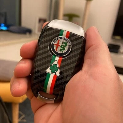 For Alfa Romeo Giulia Stelvio Car Key Shell Protector Cover Carbon Fiber 16-23 - Image 1 of 3