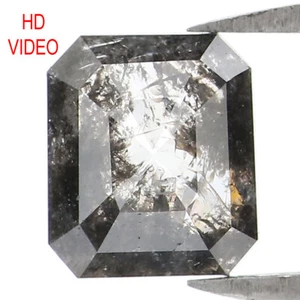 0.99 CT Natural Loose Emerald Cut Diamond 6.40 MM Salt And Pepper Diamond LQ1337 - Picture 1 of 8