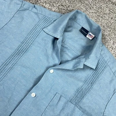 Freshjive Guaya Shirt Mens Size Medium Blue Chambray Short Sleeve Button Up $140 - Image 1 of 4