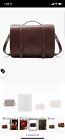 ECOSUSI Vintage Crossbody Messenger Bag Satchel Purse Handbag (Medium|Red) Brown