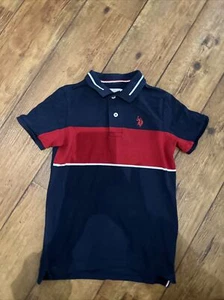 US POLO ASSN 9-10 YEARS POLO SHIRT BLUE & RED SHORT SLEEVES - Picture 1 of 8