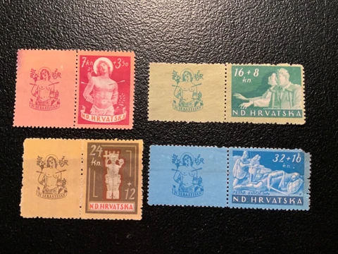 Complete Set CROATIA - Scott B56-B59 - FVF MNH S/S - War Victims - 1944 Cover