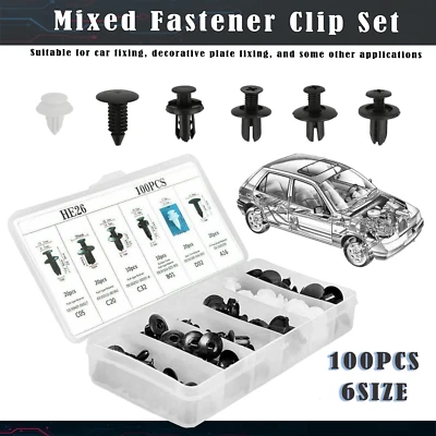100PCS Retainer Clips Body Bumper Rivet Retainer Trim Molding Push Pin Clips Kit Foto 1 de 4