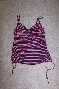 TANKINI OBERTEIL TOP GRÖSSE M DUNKELBLAU ROSA GESTREIFT MIT PADS GAP BODY - Bild 1 von 2