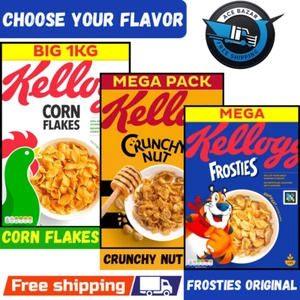 Kellogg's Breakfast Cereal Corn Flakes,Frosties & Crunchy Nut 3 Flavour Fastship - Picture 1 of 40