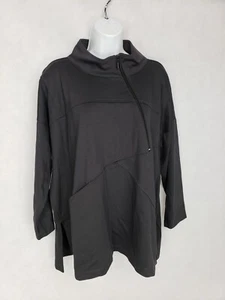 Spirithouse Women's Half Zip Dark Grey Sweatshirt Size M Front Pockets Lagenlook - Picture 1 of 8