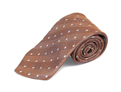 Brioni corbata de seda hecha a mano cobre brillo rayas geométrico diamante foulard Foto 1 de 4
