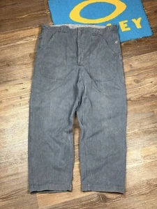 60's Antique Vintage Military Gray Heavy Denim Pant Size 42 - Picture 1 of 22