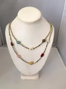 NG7250 DESIGNER INSPIRIERTE EINZIGARTIGE GOLDFARBENE PERLENKETTE MIT STEINEN 20" BIS 22" - Bild 1 von 1