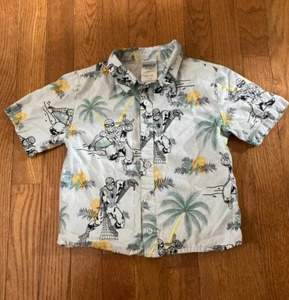 Marvel Spider-Man Boy’s Button-Front Shirt Hawaiian Beech Size 4T Green Black - Picture 1 of 7