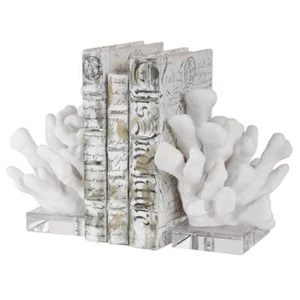 Uttermost Charbel Coastal Resin and Crystal Bookend in White (Set of 2) - Picture 1 of 4