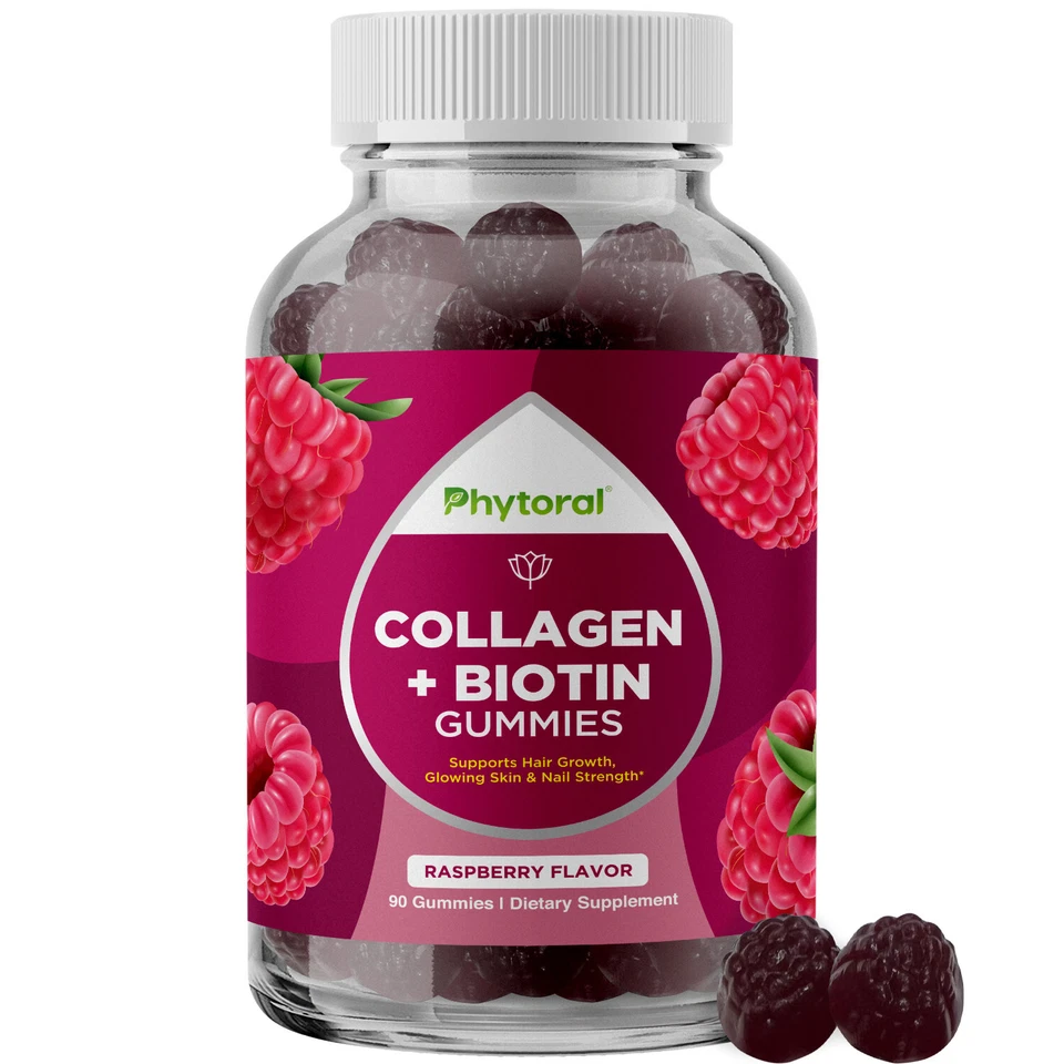 Gomitas de biotina y colágeno Phytoral Extra Strength - Uñas para cabello piel para mujeres Foto 1 de 4