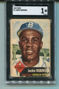 1953 Topps Jackie Robinson Dodgers HOF #1 Brooklyn Dodgers SGC 1