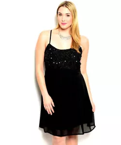 C.O.C. Vestido de fiesta formal para damas graduación negro liso talla grande 3XL - Imagen 1 de 4