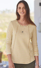 Sundance Catalog Peninsula Tee Women’s SMALL Yellow Stripe Long Sleeve Top Shirt