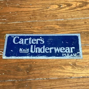 c1910 1920 ROPA INTERIOR TEJIDA CARTERS Tienda de metal Carters Cartel publicitario 4,5x12" RARO - Imagen 1 de 8