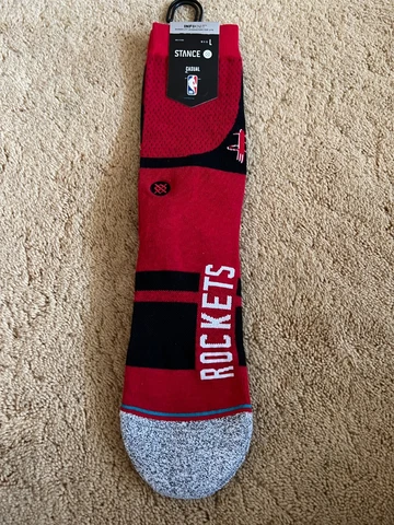 Stance NBA Mens Logo Socks Houston Rockets Size Large Red Black One Pair Cover