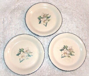 3 MAGNOLIA Home & Garden Party Stoneware 8" Plates Salad Dessert 1999 Never Used - Picture 1 of 4