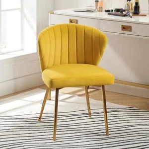 JAYDEN CREATION Accent Chairs 19.5"Lx20"Wx29"H Polyester Velvet Square Yellow - Picture 1 of 9