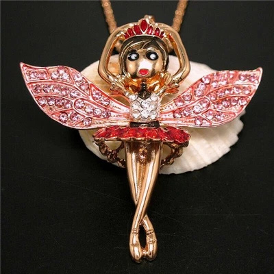 27 Betsey Johnson Cristal Rosa Hada Reina Oro Colgante Collar Bolsa Regalo Gratis Foto 1 de 2