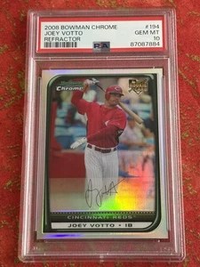 2008 Bowman Chrome Joey Votto Refractor Rookie RD #194 Cincinnati Reds PSA 10 - Picture 1 of 2