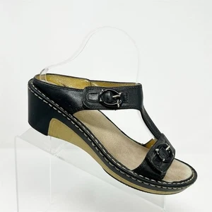 Sandalias de cuña Alegria Lara de cuero negro para mujer talla 40 (US 9,5-10) informales - Imagen 1 de 12