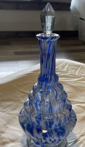 Art Deco Cobalt Blue Ribbon Glass Clichy Genie Bottle Decanter - Picture 1 of 3