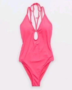 Aerie Keyhole Neckholder Badeanzug Einteiler Gr. XS, rosa, frech NEU - Bild 1 von 5