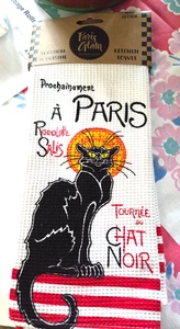 Toalla de cocina Paris Glam The Black Cat Cabaret Tour secado a mano tejido gofre - Imagen 1 de 4