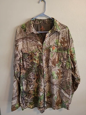 Game Winner Real Tree Camouflage Performance Shirt Men Large Long Sleeve Button - Image 1 of 4