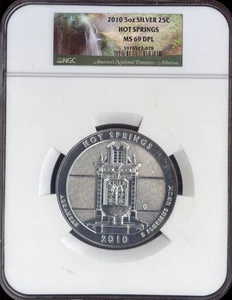 2010 HOT SPRINGS PARK  5 OZ SILVER QUARTER NGC MS69 FINEST REGISTRY - Picture 1 of 2