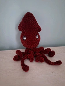 Crochet Squid Plushie Red 🦑 | Quality New Plush Toy | Handmade gift - Picture 1 of 6