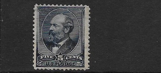 US Scott 216, 1888, 5 centavos Garfield, índigo, MOG, NH, F/VF Foto 1 de 1
