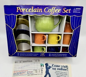 Vintage Porzellan Kaffeeservice 13-teilig Champion bunt Neu im Karton + Quittung HearthSong Y2K - Bild 1 von 10