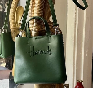 Mini Bolso Bandolera Harrods Verde Repujado Nuevo - Imagen 1 de 12