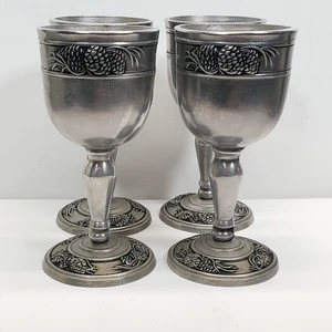 Vintage Carson Statesmetal Pine Ridge Goblets Pine Cone Design Set of Four - Picture 1 of 13