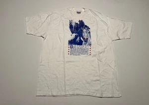Vintage 90s Horse Mustang T-Shirt White Blue XXL Nature Wildlife Tee USA - Bild 1 von 7