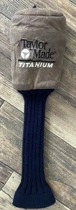 TaylorMade Titanium 3 Wood Brown Suede/Navy Sock Golf Head Cover - Picture 1 of 3