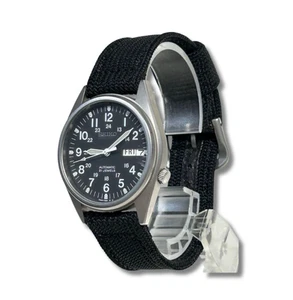 Seiko 5 7S26-3060 schwarzes Zifferblatt Tag Datum Militär automatische Uhr Nato Band Japan - Bild 1 von 9