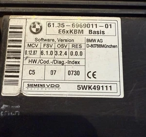 BMW 5 Touring E61 61.35-6969011-01 CAS EWS 2.50 Petrol 130kw 2005 27323615 K32 - Picture 1 of 2