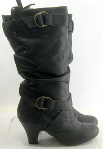 Neu Damen schwarz 3" Absatz lässig rund geschnitten Knie Stiefel Damengröße 9 - Bild 1 von 5