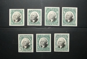 US Revenues #RB1-RB7 Proprietary Stamp Proofs On Card — Very Fine - Picture 1 of 2