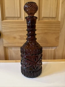 Vtg 1967 Jim Beam Purple Amethyst Glass Decanter 12" w/ Cork Stopper MCM Barware - Picture 1 of 7