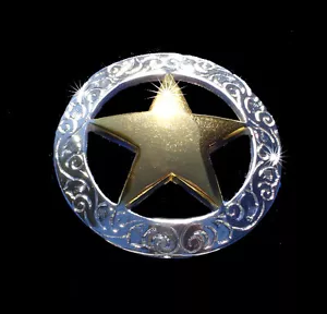 Western Equestrian Tack Bright Silver/Gold Star 1 1/4" Concho - Picture 1 of 1