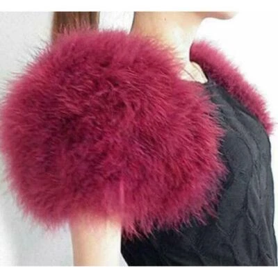 Real Ostrich Feather Furry Fur Waistcoat Bolero Sleeveless Wedding Bridal - Image 1 of 4