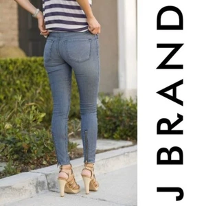 J BRAND Jeans Cass Skinny Womens 26 Railroad Stripe $220 Ankle Zip Designer EUC - Picture 1 of 10