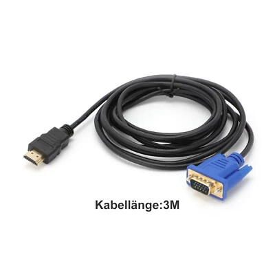  Adapter Laptop PC 1080P Monitor Projektor blau 3M HDMI auf zu VGA Kabel AV Vide - Bild 1 von 4