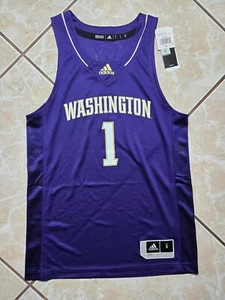 NEW Adidas Washington Huskies Purple Basketball Jersey #1 Men’s Small - Picture 1 of 11