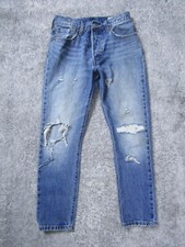 Levis 501s Skinny Jeans Mens 28x28 White Oak Cone Straight Denim Distressed
